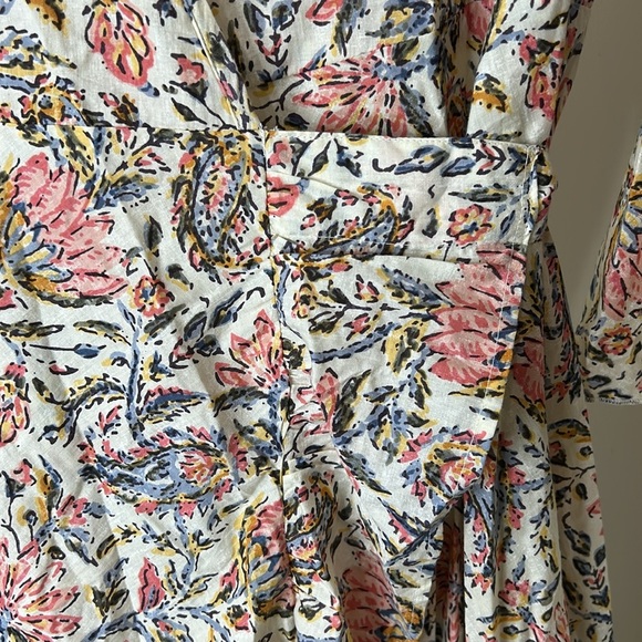 TALISMAN Vintage Lotus Floral Print Ruffle Detail Carly Wrap Dress Size Large - Picture 11 of 16